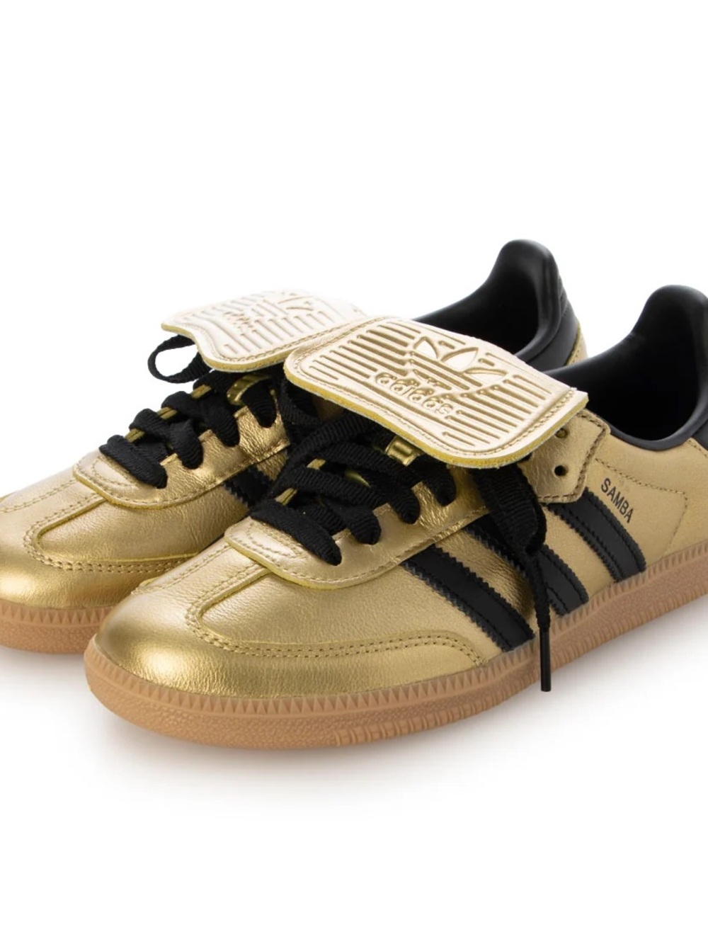 adidas Gold and Black Samba Trainers with Gum Sole